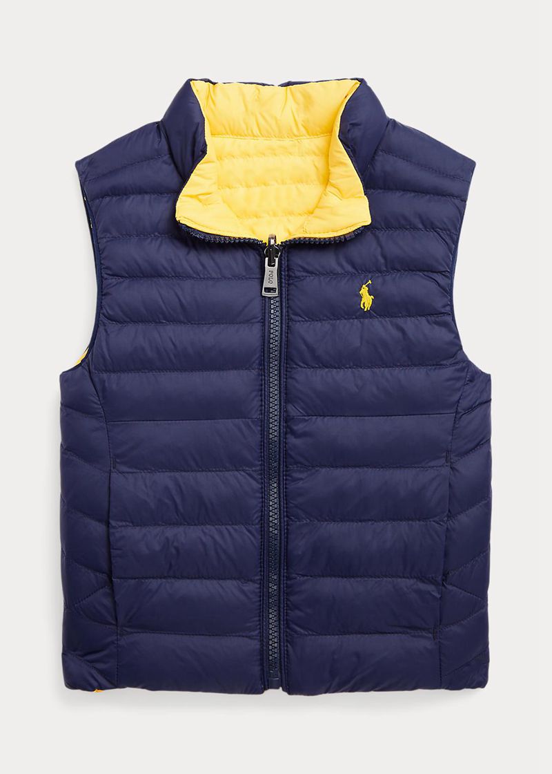 ラルフ ローレン ベスト ボーイ ネイビー 1.5-6 年 P-layer 2 可逆 Quilted JMFAI1907